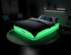 AirCandy Nite Brite Queen Inflatable Air Mattress with LED Lights – 15” Raised Blow Up Bed, USB Powered Color-Changing Glow, Flocked Top, Indoor Guest & Sleepover Bed