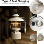 Metal Retro Classic LED Camping Lantern, 6500mAh Rechargeable Battery Last 17-500 Hours Camping Lamp, Large Dimmable Hanging Lantern, Vintage Camping Light with Hook for Courtyard Outdoor Decoration