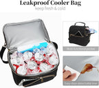 Waxed Canvas Lunch Cooler Bag for Men, Insulated Lunch Box with Two Compartment, Small Soft Cooler Lunch Bags with 2 Ice-Packs, 10.5L Leakproof Lunchbox for Work, Camping, Beach and Road Trips