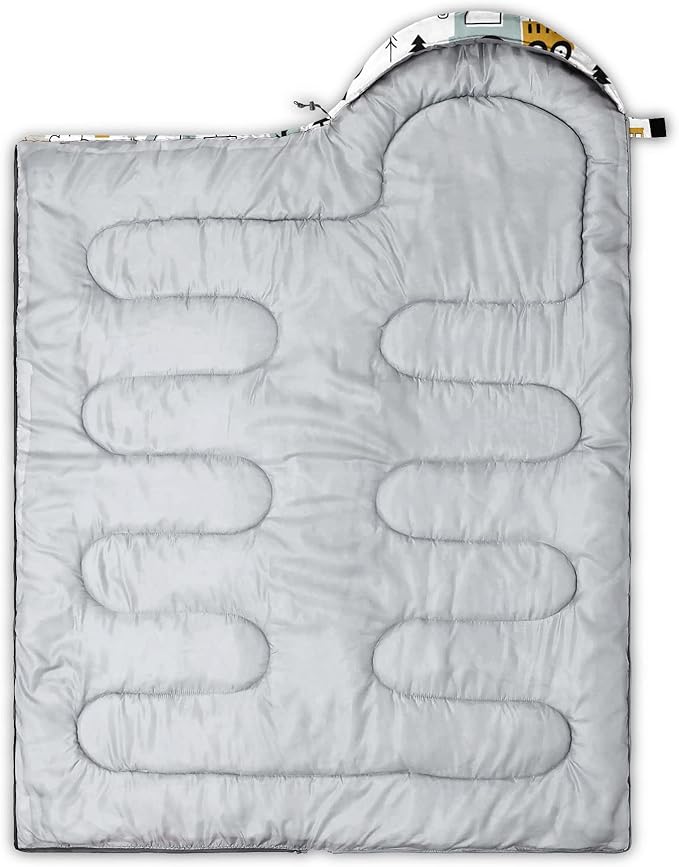 Kids Sleeping Bag for Boys Girls,Construction Truck Print-Lightweight Warm Portable Outdoor Indoor-Waterproof Cold Weather Resistant Sleeping Bag for Camping Hiking(Truck)