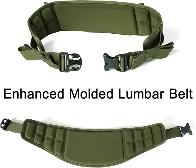 Military ALICE Pack Large Size with 2pcs Support Shelf – Tactical Rucksack with Expandable Straps, Aluminum Quick-Release Buckles, and Enhanced Waist Support – US Logo, Army Green