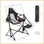 Arrowhead Outdoor Folding Hammock Camp Chair with Detachable Footrest, Stabilized Feet, Padded Headrest and Seat, Large Cup Holders, 300 LBS Weight Capacity, for Camping, Beach, Tailgating