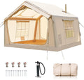 Inflatable Tents for Camping, Blow Up Tent with Hand Pump, Easy Setup Inflatable Hot Tent with Stove Jack, Waterproof Oxford Air Glamping Tents for Camping Adult 4 Person Upgrade Version