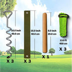 Heavy Duty Tree Stake Set - 16" Straightening Kit Spiral Metal Stakes & Double-Layer Straps Bold Antirust Tree Supports &Fast Rotating Rod Tent Anchoring Stakes