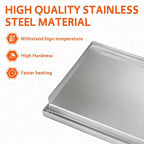 LotFun 30" x 15" Stainless Steel Cooking Griddle for Outdoor Gas Grill, Universal Griddle Flat Top Plate Insert with Grease Groove and Removable Handles for Electric/Charcoal/Gas Grill, Camping,Party