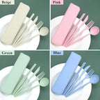 4 Sets Travel Utensils with Case, Cutlery Set Chopsticks Fork Spoon Knife with Case, Reusable Plastic Utensils Sets for Lunch Box Accessories,Portable Lunch Box Utensils Set for Daily Use