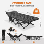 ATORPOK Camping Cot for Adults with Cushion Comfortable, Portable Folding Bed for Sleeping, Lightweight Folding Bed with Carry Bag for Kids Supports 450 lbs (Black)