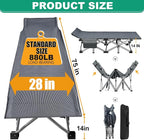 LILYPELLE Folding Camping Cot, Extra Wide Heavy Duty Sleeping Cots with Carry Bag, Double Layer Oxford Portable Travel Camp Cots for Home, Office Nap and Outdoor Beach