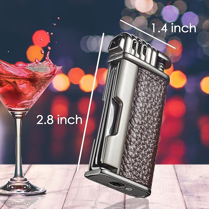 Urgrette 3 in 1 Pipe Lighter Butane Angled Soft Flame Refillable with 3 Pipe Cleaner Tools Multifunctional Gas Lighter for Camping Grill Fireplace Candle (Gas Not Included)
