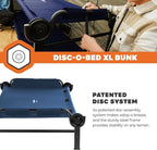 Disc-O-Bed Extra Large Portable Bunk Camping Cots with Carry Bags - Heavy-Duty Indoor or Outdoor Sleeping System, Converts to Bench or Separate Beds, 500 lb Weight Capacity Per Cot, Navy