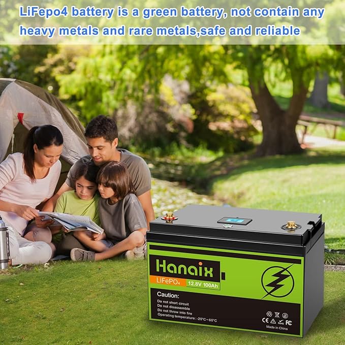 12V 100Ah LiFePO4 Lithium Battery, Built-in 100A BMS, Up to 8000 Cycles, for Solar Energy Storage, Backup Power, RV, Camping, Off-Grid