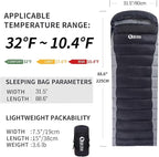 Ultralight Down Sleeping Bag for Adults - 600 Fill Power, Cold Weather, Backpacking, Camping, Hiking