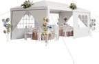 EROMMY Outdoor Party Tent 10x20 FT, Waterproof Canopy with 4 Removable Sidewalls and 2 Zipper Doors for Weddings, Events, Backyard Parties, White