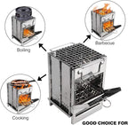 REDCAMP Wood Burning Folding Camp Stove Stainless Steel Grid, Portable Collapsible Backpacking Stove Survival Rocket Stove for Hiking Outdoor Tent Camping Picnic BBQ, Samll