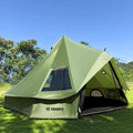 Bell Yurt Tent with Stove Jack, Waterproof Luxury 4 Season Tent 420D Oxford Cloth Green Glamping Tents for Family Outdoor Camping, Hunting, Party, All Year Living