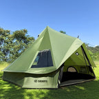 Bell Yurt Tent with Stove Jack, Waterproof Luxury 4 Season Tent 420D Oxford Cloth Green Glamping Tents for Family Outdoor Camping, Hunting, Party, All Year Living