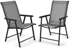 Folding Patio Chairs 4-Pack, Outdoor Camping Chairs Steel Frame Textilene Portable Beach Chairs 250lbs Capacity