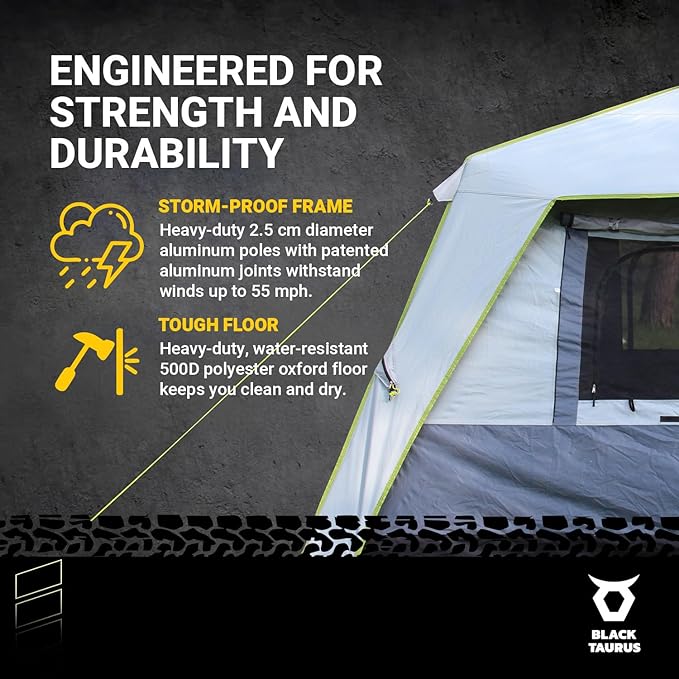 Turbo Heavy-Duty Camping Tent – Quick-Setup 4-Season Family Tent with Waterproof 150D Shell & Instant Frame – Choose Capacity (HD 300/HD 450) & Color