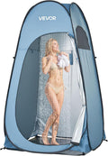 VEVOR Pop up Shower Tent, Instant Portable Privacy Tent Changing Room with Ground Stakes, Ropes, and Carry Bag, 190T Polyester with Silver Coating, Quick Setup, for Camping, Beach, Fishing, Blue