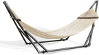 Best Home Fashion Hammock with Collapsible Steel Stand 450 lbs Capacity & Carrying Case, Portable & Adjustable, Perfect for Camping Beach Summer Patio, EZ Daze Foldable Hammock with Stand- Ivory