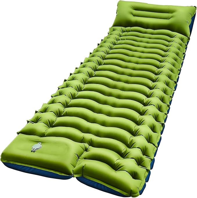 Ultralight Camping Sleeping Pad - Built-in Foot Pump & Pillow Inflatable Mattress for Backpacking Hiking