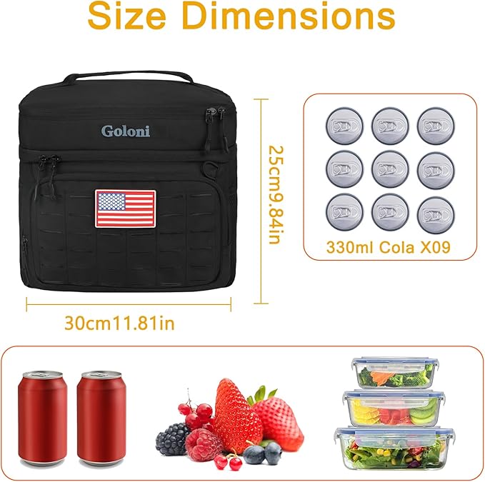 Portable Insulated Cooler Bag, Leakproof Soft-Sided Lunch Bag,8mm Insulation Keeps Cool 16+ for Camping, Beach, Picnics