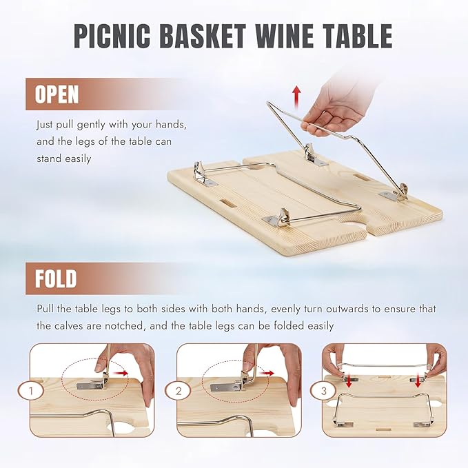 HappyPicnic Picnic Basket for 2, Handmade Wicker Picnic Set with Folding Table and Waterproof Blanket, Large Insulated Picnic Basket with Wine Bag & Cutlery Kit for Picnic, Camping, Holidays (Flower)