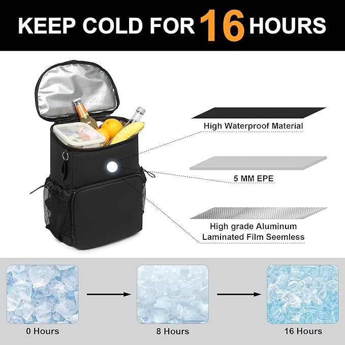 Backpack Cooler for Men and Women Insulated Waterproof Soft Lightweight Cooler Bag Leakproof 30 Cans Travel Camping Picnic Beach