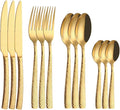 Flatware Sets 4pcs/Set Golden ?Portable Stainless Steel Cutlery Complete of Dining Tableware Kitchen Gadget Sets Dinner Forks Knives Spoon