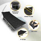 YELLOW JACKET Folding Camping Cot for Adults,600LBS Max Load,28" Wide Sleeping Cot with Removable Thick Mattress Portable Foldable Camping Bed with Carry Bag for Camp,Home,Office,Travel,Black