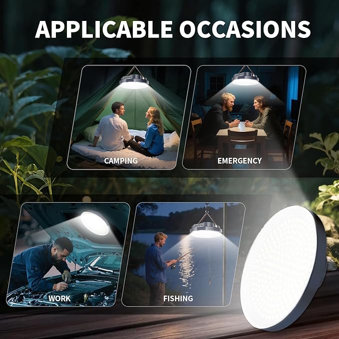6000LM Flashlight Portable LED Camping Lantern 7.17in Rechargeable Light 70W 10400with Magnet , IPX4 Waterproof Tent Lights Power Failure Emergency Survival Kits Snowstorm