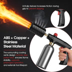 Propane Torch Gun, Adjustable Propane Flame Thrower Gun with Safety Lock, Powerful Propane Fire Starter Blow Torch for Camping Grill, Cooking, Campfire & Charcoal Lighting,Tank Not Included, Black