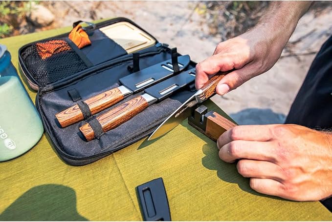 GSI Outdoors, Rakau Gourmet 3-Piece Camping Knife Set with Stainless Steel Blades and Waterproof Wood Handles, Perfect for Outdoor Cooking and Adventures
