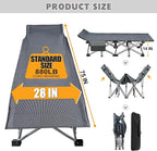 ABORON Camping Cot with 2in Memory Foam Trifold Mattress, 900LBS Heavy Duty Sleeping Cot for Adults, Extra Wide Sleeping Cot, 1200D Double Layer Oxford Cot for Camping, Guest, Office Nap