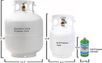Flame King YSN5LB-GAUGE 5lb Steel Propane Tank Cylinder with Gauge and OPD Valves for Grills and BBQs, Camping, Fishing, & Outdoor Activities, White