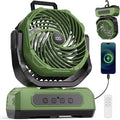 30000mAh Portable Camping Fan with RGB Lantern, Rechargeable Battery Powered Oscillating 4 Wind Speeds LED Display, Remote Control Timer Tent Beach Cordless USB Fans for Travel Home Outdoor, Green