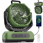 30000mAh Portable Camping Fan with RGB Lantern, Rechargeable Battery Powered Oscillating 4 Wind Speeds LED Display, Remote Control Timer Tent Beach Cordless USB Fans for Travel Home Outdoor, Green