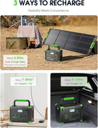 1000W Portable Power Station 999Wh, Solar Generator with 60W USB-C PD Output, Built-in BMS 110V Pure Sine Wave AC Outlet Backup Lithium Battery for Outdoors Camping Travel Emergency (Peak 2000W)
