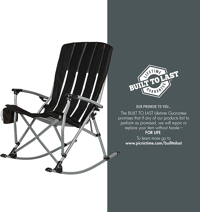 Picnic TIME NCAA Unisex-Adult NCAA Outdoor Rocking Camp Chair, XL Heavy Duty Camping Chair for Adults