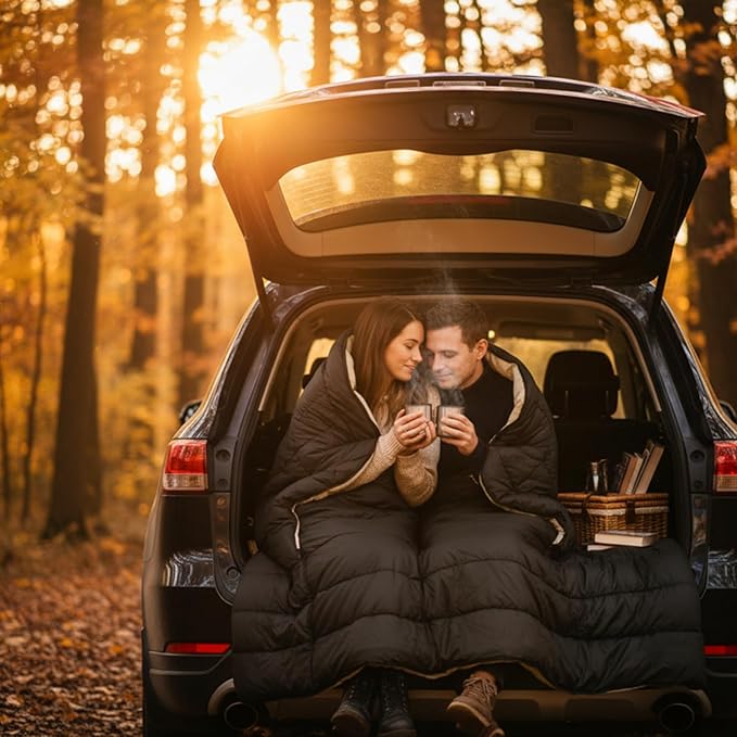 Double Sleeping Bag for Adults Cold Weather Queen Size 2 Person Waterproof Sleeping Bag, Perfect for Couples Family Camping or RV Traveling & Bedding