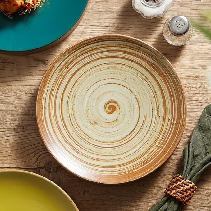 Camping Plates Dessert Plate Salad Plate Serving Plate Tray Stoneware Round Ceramic Dinner Plate Flat Dish Dish Cold Dish Tableware Decorative Plate(A,7 INCH)