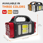 Versatile Solar Flashlight with Dual Charging Modes | 4 Light Modes USB/Solar Powered| Portable Emergency Charger & Outdoor Camping Light (Silver)