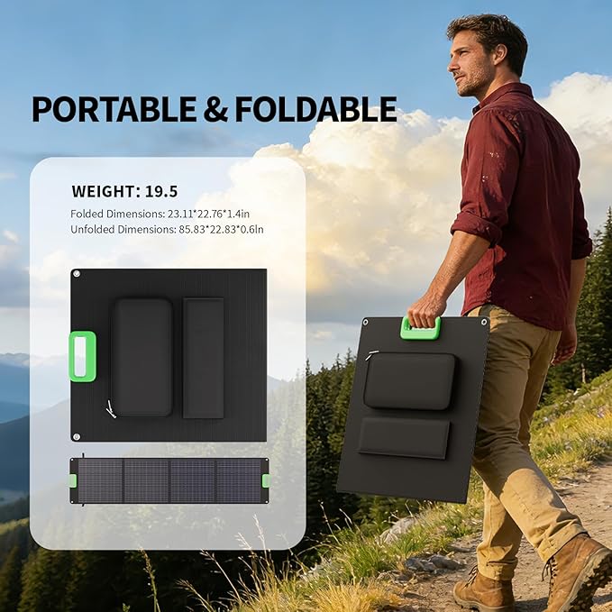 200W Portable Solar Panel Charger with 4 Kickstands, IP65 Waterproof Foldable Solar Charger Kit with DC XT60 & Anderson Outputs for Power Stations, Outdoor RV Camping, and Emergency Blackout