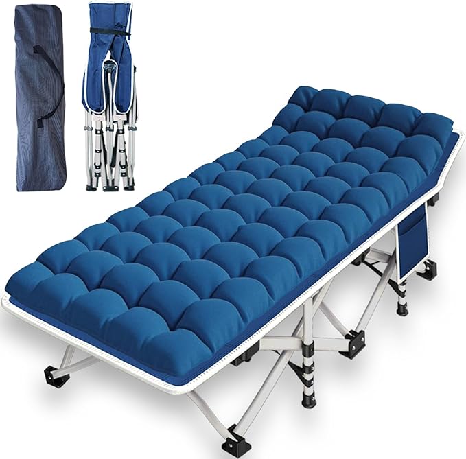 Camping cot with Mattress Comfortable Camping Cots for Adults with Carry Bag Portable Folding Cot Easy to Install Guest Bed Outdoor Indoor