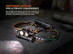 Fenix HM75R 1600 Lumen USB-C Rechargeable Headlamp, Power Extender Pack Included for Extra Long Runtime, White and Red Beams, for Site Operation, Search and Rescue, Caving, Hiking