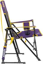 GCI Outdoor Comfort Pro Rocker Camping Chair | Portable Folding Rocking Chair with Durable Armrests & Drink Holder | Official Collegiate Licensed Sideline Sports Chair | LSU Tigers