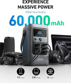 Anker SOLIX C200 DC Power Bank Station, 192Wh Portable Power Station, LiFePO4 Battery, 200W Solar Generator, for Outdoor Camping, Traveling, and Emergencies (No Wall Charger Included)