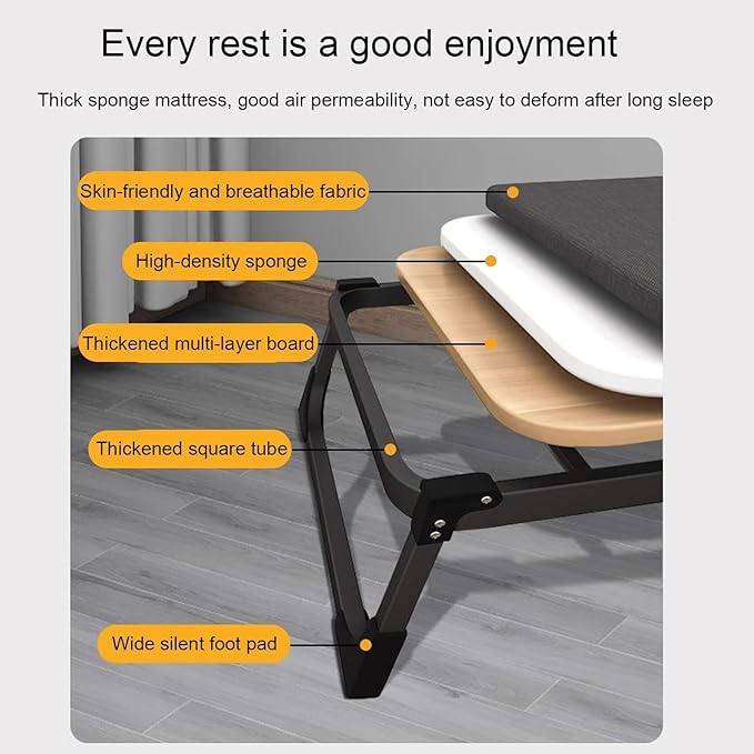 Camping Cots Double Load-Bearing Leg Design, Camping Cot 10 BeamsStable, Folding Bed Silent Anti-Skid Wheels, Folding Cot(185x38x70cm/73x15x28in)