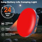 10000mAh Rechargeable Camping Light Insect Not Attract 4000LM Work Light White/Red/Pink/SOS Brightness Stepless Dimming, IP45 Waterproof Tent Light Power Failure for Halloween (Remote)