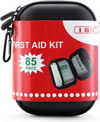 I GO 85 Pieces Hard Shell Mini Compact First Aid Kit, Small Personal Emergency Survival Kit for Travel Hiking Camping Backpacking Hunting Marine Car